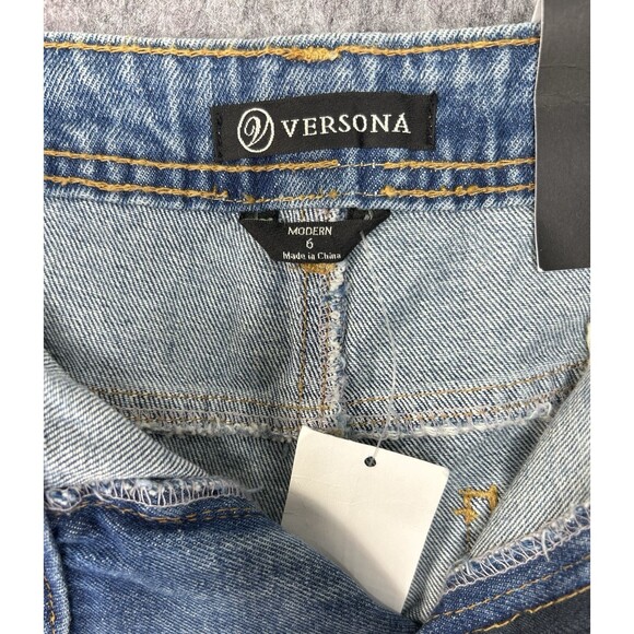 NWT Versona Jeans Size 6 Bell Bottom Flare Distressed Modern Raw Hem Retro - Picture 8 of 8
